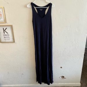Merona Navy Blue & Red Printed Racerback Knit Dress Small